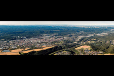 Aerial view of Panorama in Kaiserslautern in the state Rhineland-Palatinate, Germany