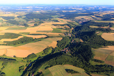 Village view in the Nußbachtal from the south in Rathskirchen in the state Rhineland-Palatinate, Germany