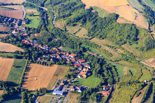 Village view in the Alsenz valley from the north in Oberndorf in the state Rhineland-Palatinate, Germany