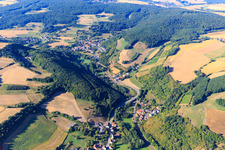 Village view in the Alsenz valley from the north in the district Stolzenbergerhof in Bayerfeld-Steckweiler in the state Rhineland-Palatinate, Germany
