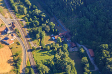 Aerial photograpy of Hahnmühle Winery by P.&M. Linxweiler in the district Cölln in Mannweiler-Cölln in the state Rhineland-Palatinate, Germany