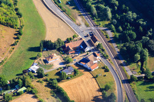 Railway crossing in the district Cölln in Mannweiler-Cölln in the state Rhineland-Palatinate, Germany