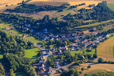 Village view in the Alsenz valley from the north in the district Stolzenbergerhof in Bayerfeld-Steckweiler in the state Rhineland-Palatinate, Germany out of the air