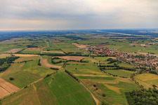 Aerial view of Village view from the southeast in Echem in the state Lower Saxony, Germany