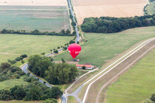 Balloon launch in the district Stiepelse in Amt Neuhaus in the state Lower Saxony, Germany