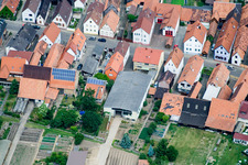 Bird's eye view of Main Street in Erlenbach bei Kandel in the state Rhineland-Palatinate, Germany