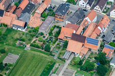 Main Street in Erlenbach bei Kandel in the state Rhineland-Palatinate, Germany viewn from the air