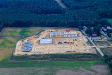 Construction site for new farm building at the edge of the forest in the district Ellringen in Dahlenburg in the state Lower Saxony, Germany