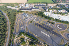 Aerial view of Kart-racecourse Kartbahn Lueneburg and of ADAC Fahrsicherheitszentrum Hansa in Embsen in the state Lower Saxony, Germany