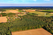 Village view from the west in the district Drögennindorf in Betzendorf in the state Lower Saxony, Germany