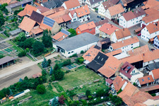 Main Street in Erlenbach bei Kandel in the state Rhineland-Palatinate, Germany from the drone perspective