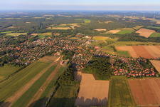 Aerial view of City view from the west in Amelinghausen in the state Lower Saxony, Germany