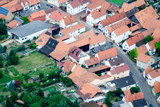 Main Street in Erlenbach bei Kandel in the state Rhineland-Palatinate, Germany from a drone
