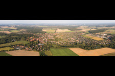 Panoramic perspective Town View of the streets and houses of the residential areas in Ebstorf in the state Lower Saxony, Germany