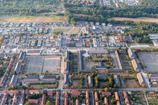 Aerial view of Building complex of the former military barracks in Lueneburg in the state Lower Saxony, Germany