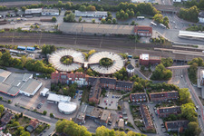 Double circular Parking deck on the building of the car park Parkhaus on Bahnhof in Lueneburg in the state Lower Saxony, Germany