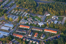 Aerial view of Campus building of Werum Software & Systems AG and Werum IT Solutions GmbH in the district Moorfeld in Lueneburg in the state Lower Saxony, Germany