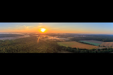 Panorama at sunrise in Adendorf in the state Lower Saxony, Germany