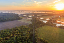 Railway tracks over the Elbe Lateral Canal in Scharnebeck in the state Lower Saxony, Germany