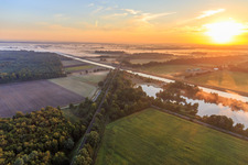 Aerial photograpy of Railway tracks over the Elbe Lateral Canal in Scharnebeck in the state Lower Saxony, Germany