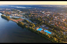 Aerial photograpy of Leisure pool Geesthacht on the Elbe in Geesthacht in the state Schleswig Holstein, Germany
