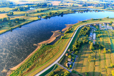 Sandbanks between the groynes of the Elbe at the Kraueler main dike in the district Kirchwerder in Hamburg in the state Hamburg, Germany