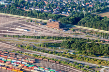 Marshalling yard and freight station Maschen of the Deutsche Bahn in the district Maschen in Seevetal in the state Lower Saxony, Germany from above