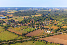 View of the town from the north beyond the A39 in the district Scharmbeck in Winsen in the state Lower Saxony, Germany