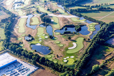 Aerial view of Grounds of the Golf course at Green Eagle Golf Courses in Winsen (Luhe) in the state Lower Saxony, Germany