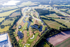 Aerial photograpy of Grounds of the Golf course at Green Eagle Golf Courses in Winsen (Luhe) in the state Lower Saxony, Germany