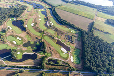 Grounds of the Golf course at Green Eagle Golf Courses in Winsen (Luhe) in the state Lower Saxony, Germany from above
