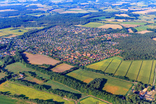 Aerial view of View of the town from the northeast in Reppenstedt in the state Lower Saxony, Germany