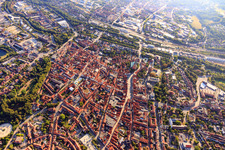 Aerial view of Old town from the west with Am Sande in Lüneburg in the state Lower Saxony, Germany