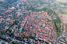 Aerial view of Old Town area and city center in Lueneburg in the state Lower Saxony, Germany