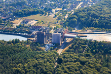 Aerial photograpy of Boat lift and locks plants on the banks of the waterway of the Elbe side channel in Scharnebeck in the state Lower Saxony, Germany