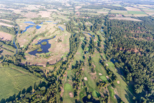 Aerial view of Grounds of the Golf course at Golfanlage Schloss Luedersburg in Luedersburg in the state Lower Saxony, Germany