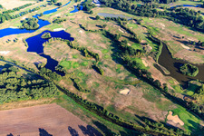 Grounds of the Golf course at Golfanlage Schloss Luedersburg in Luedersburg in the state Lower Saxony, Germany from above