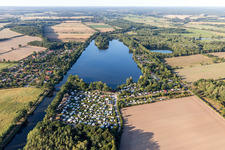 Camping with caravans and tents in Basedow in the state Schleswig-Holstein, Germany