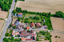 Aerial view of Welschhof from the west in Freckenfeld in the state Rhineland-Palatinate, Germany