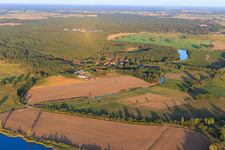 Village view from the west in the district Stixe in Amt Neuhaus in the state Lower Saxony, Germany