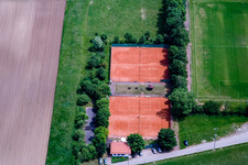 Aerial view of Tennis Club TC Minfeld in Minfeld in the state Rhineland-Palatinate, Germany