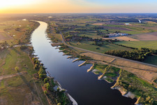 Low water on the Elbe near ferry Darchau in the district Darchau in Amt Neuhaus in the state Lower Saxony, Germany