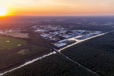 Quays and boat moorings at the port of the inland port on Elbe-side-channel in Lueneburg in the state Lower Saxony, Germany