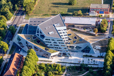 Aerial view of Campus University- area Zentralgebaeude Leuphana Universitaet Lueneburg of vom architect Libeskind in Lueneburg in the state Lower Saxony, Germany