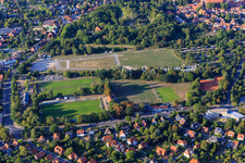 Aerial view of Sülzwiese in Lüneburg in the state Lower Saxony, Germany