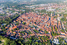 Old Town area and city center in Lueneburg in the state Lower Saxony, Germany seen from above