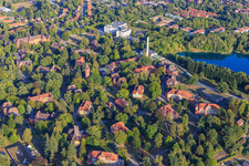 Health holding company Lüneburg in the Bockwinkler Forest with buildings of the psychiatric clinic Lüneburg in Lüneburg in the state Lower Saxony, Germany