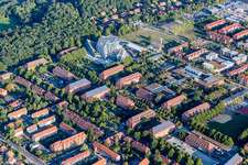 Campus University- area Zentralgebaeude Leuphana Universitaet Lueneburg of vom architect Libeskind in Lueneburg in the state Lower Saxony, Germany out of the air