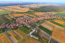 Aerial photograpy of Village view from the southeast in Erlenbach bei Kandel in the state Rhineland-Palatinate, Germany