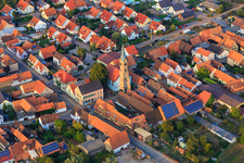 Brügerhaus and Evangelical Martinskirche in Erlenbach bei Kandel in the state Rhineland-Palatinate, Germany
